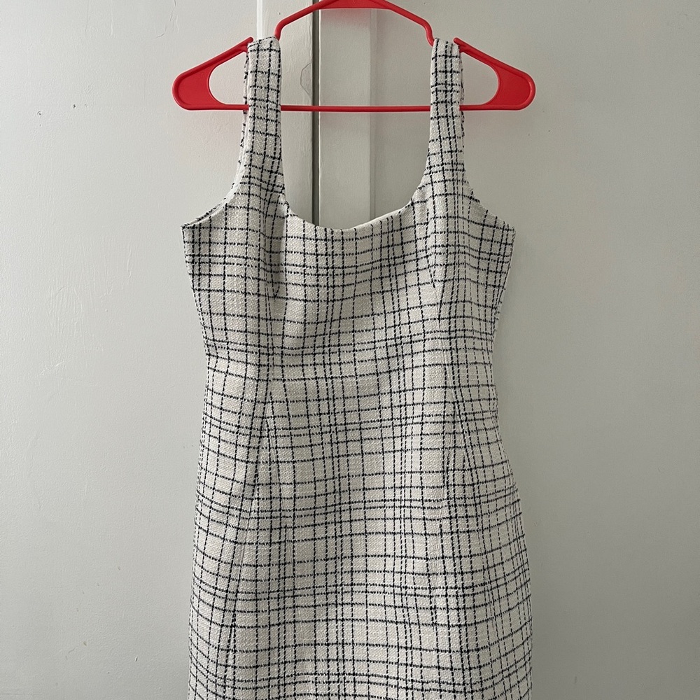 NWT Meshki White/Black Beth Tweed Mini Dress
